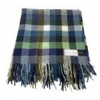 100% Wool Blanket - Blue, Green and Grey Check Design